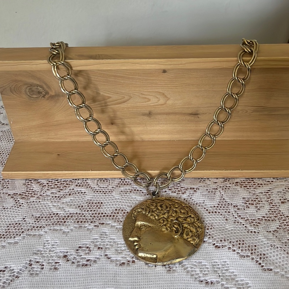 Large Roman Greek Coin Necklace with Chain